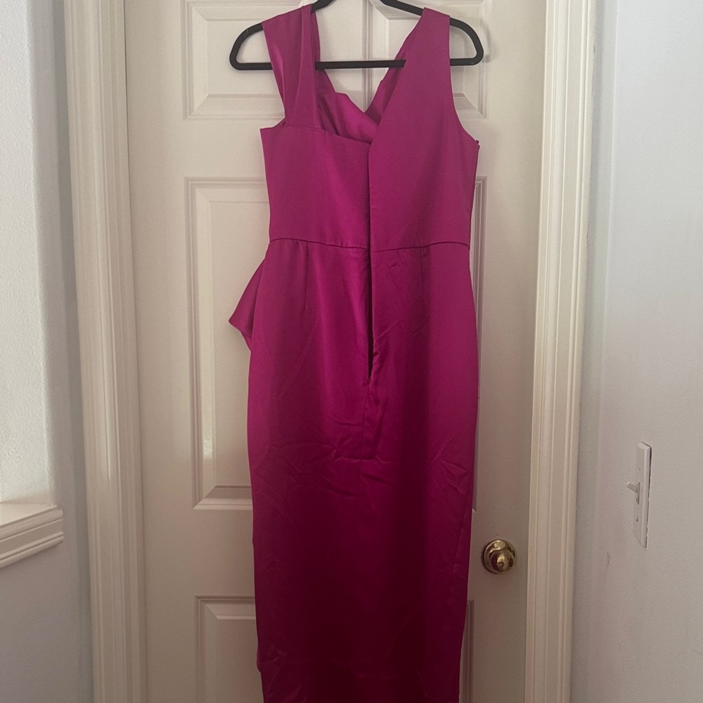 Amsale One Shoulder Fuchsia Dress